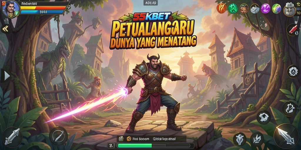 Tampilan gameplay 55KBET yang penuh aksi dan petualangan seru.