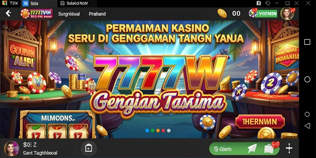 Screenshot gameplay <strong>7777W</strong> menampilkan suasana kasino yang mendebarkan.