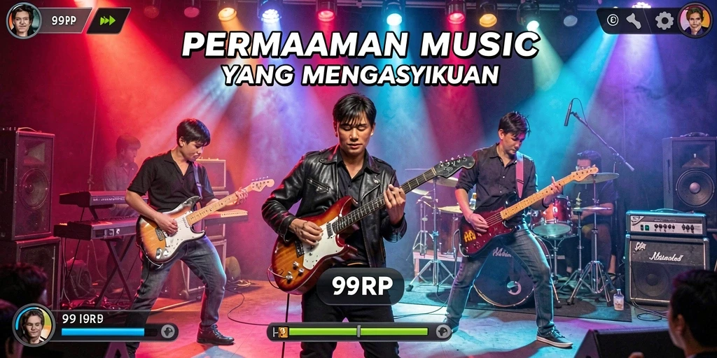 Tampilan gameplay seru dari 99RP dengan berbagai lagu.