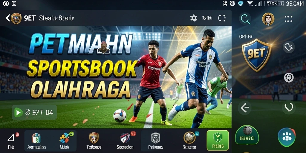 Screenshot utama 9ET menampilkan antarmuka sportsbook yang menarik.