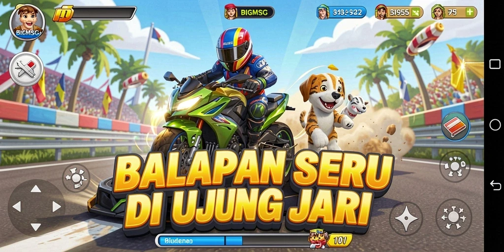 Gameplay seru dengan mobil balap di lintasan menantang.