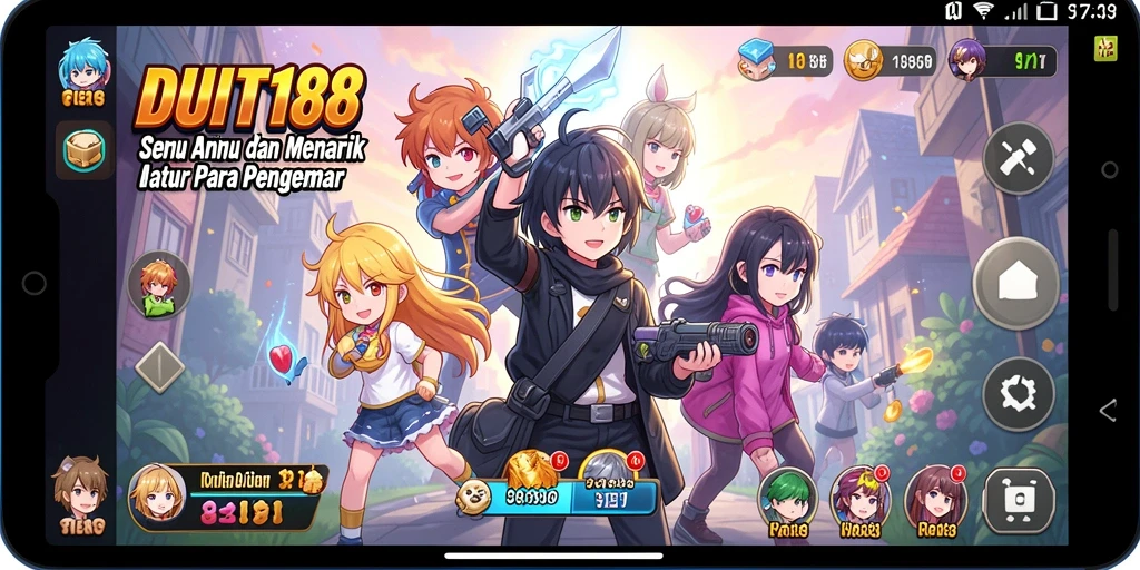Screenshot gameplay DUIT188 yang menunjukkan aksi karakter anime.