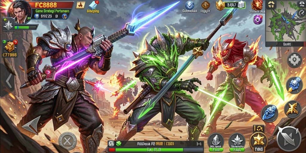 Gameplay mendebarkan dalam pertempuran strategi FC888.