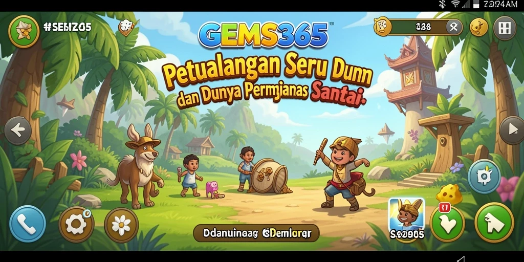 Tampilan gameplay GEMS365 yang menarik dan penuh warna.