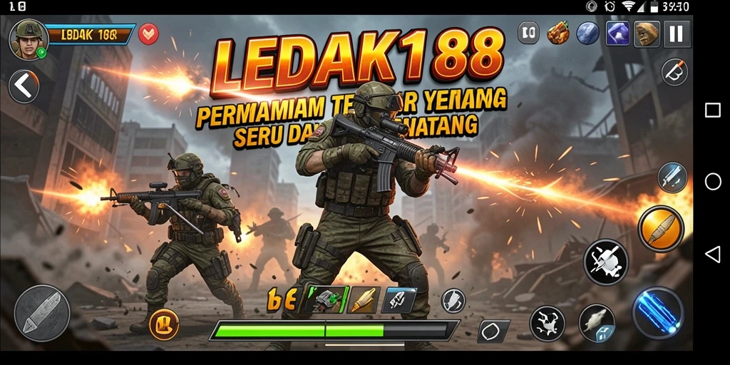 Tampilan gameplay menegangkan dari LEDAK188 saat pertempuran berlangsung.