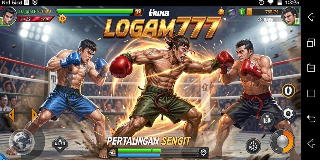 Tampilan gameplay LOGAM777 yang penuh aksi dan pertarungan seru.