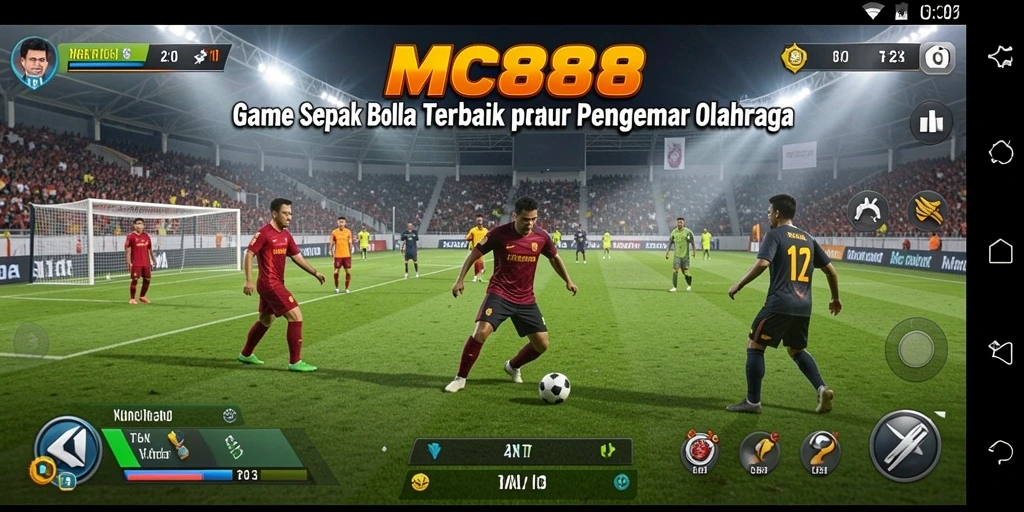 Tampilan gameplay MC888 dengan aksi sepak bola mendebarkan.